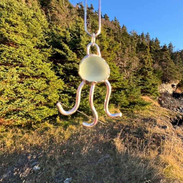 Jellyfish sea glass pendant