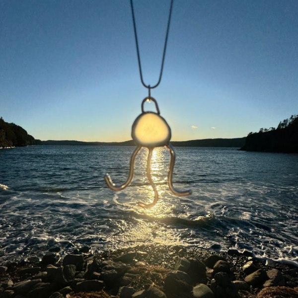 Jellyfish sea glass pendant