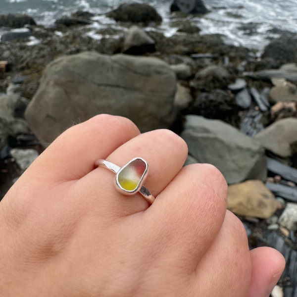 Candy Corn Sea Glass Ring