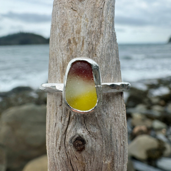 Candy Corn Sea Glass Ring