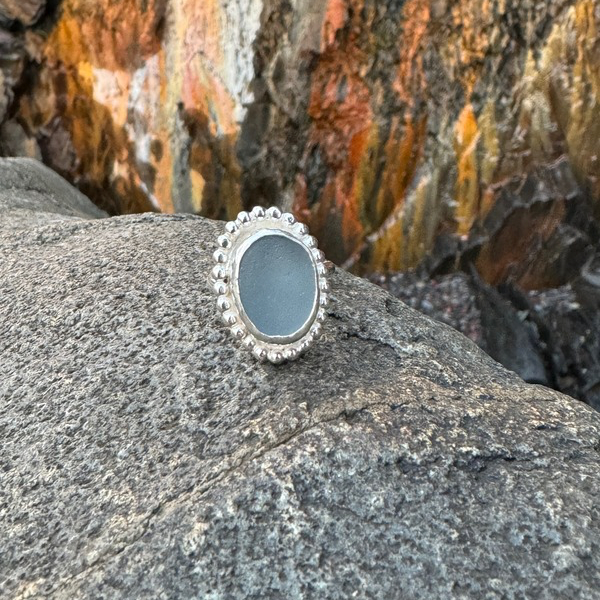 Misty Fog Sea Glass Ring