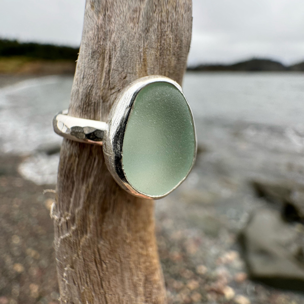 Go with the Flow Adjustable Sea Glass Ring