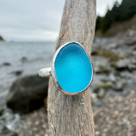 Go with the Flow Adjustable Sea Glass Ring