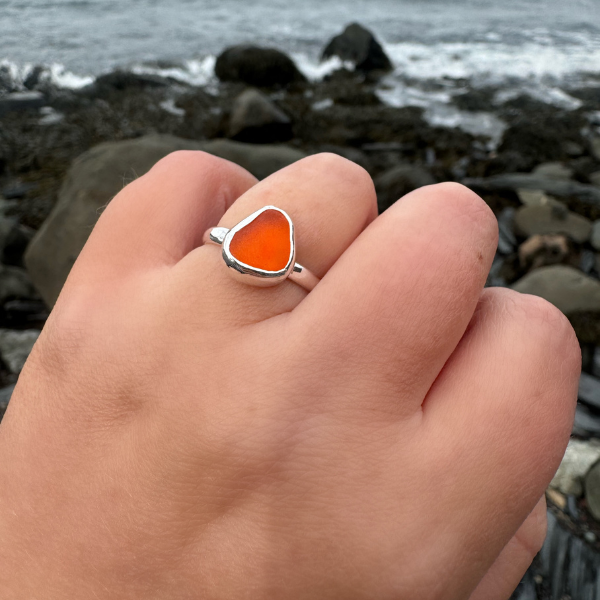 Pumpkin Spice Sea Glass Ring