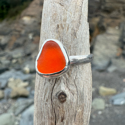Pumpkin Spice Sea Glass Ring